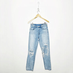 BLANK NYC THE LEXINGTON Slim Straight Leg Jeans Light wash distressed womens 25